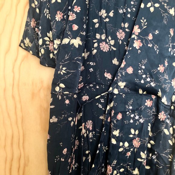 Vintage Blue Floral Wrap Maxi Length Dress - Picture 5 of 5